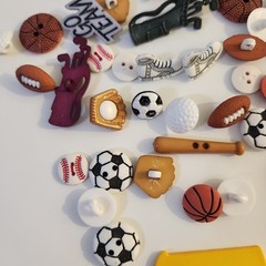 UNUSED Decorative Buttons SPORTS Baseball Golf Soccer Crafts Sewing Scrapbook