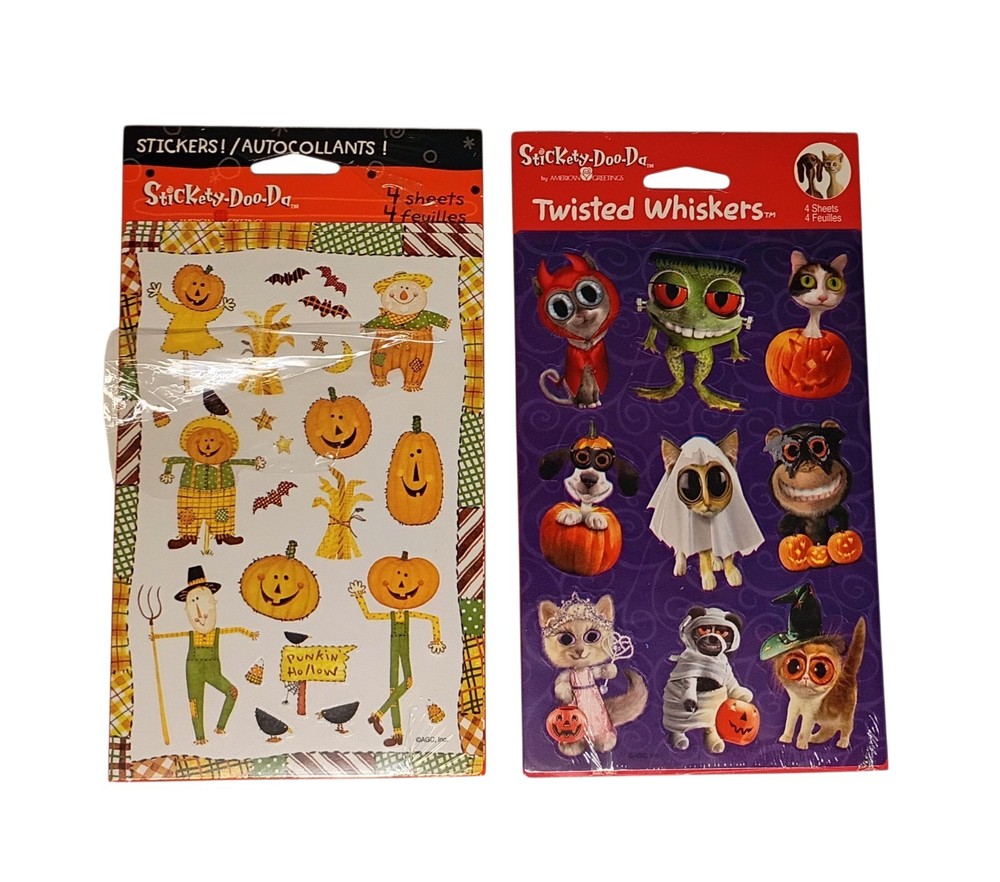 2 Pk New Stickety-Doo-Da HALLOWEEN & Fall Pumpkin Stickers American Greetings