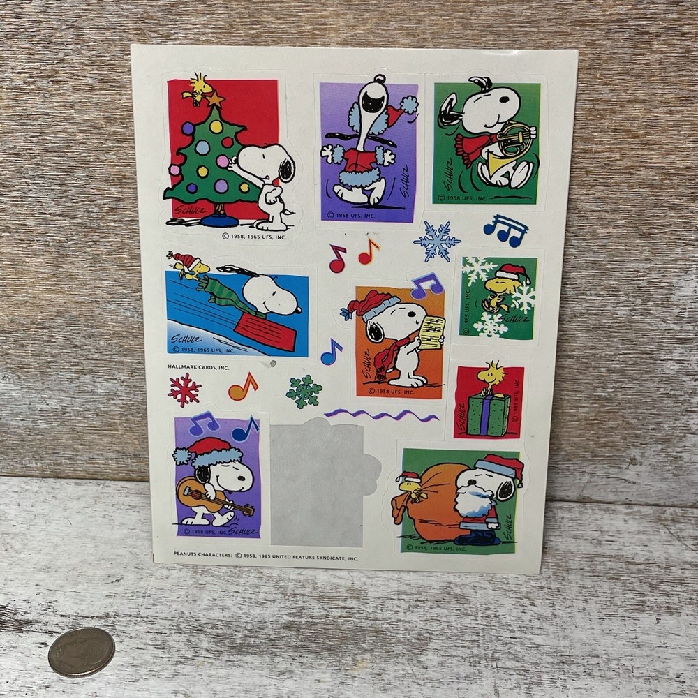 VTG Peanuts Characters Snoopy Stickers 1958, 1965 United Feature Syndicate