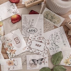 9 Sheets Vintage Flowers Writable Scrapbook Paper Journal Supplies Decoupage Art