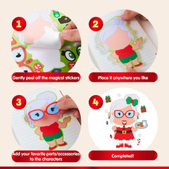 48Pcs Christmas Make a Face Sticker Sheets Kids DIY Party Favor Crafts Xmas Fun!