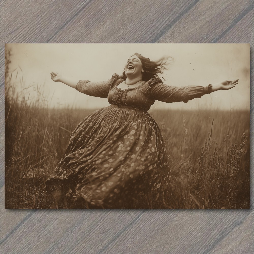 STICKER Laughing Woman Corn Field Dress Nostalgia Country Witch Halloween Retr