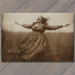 STICKER Laughing Woman Corn Field Dress Nostalgia Country Witch Halloween Retr