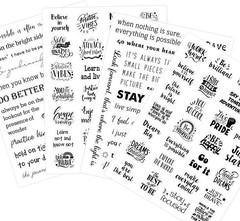 100Pcs Black Inspirational Quotes Stickers – Waterproof Transparent Motivational