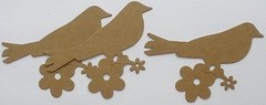 {3} BiRD on FLOWERS – Birds Bare Chipboard Die Cuts 3″ x 3 1/4″