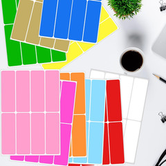 480 Pcs Removable Colored Label Sticker, 3 X 1 Inch Blank Rectangle File Folder