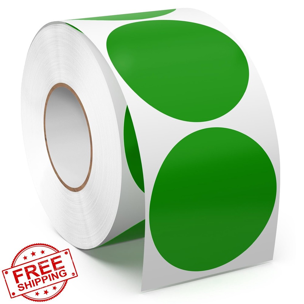 Meitaat Green Circle Stickers Roll 500 PCS Writable