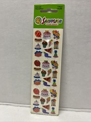 Vintage Sandylion Prismatic Birthday Party Clown Cake Pizza Hotdogs Stickers