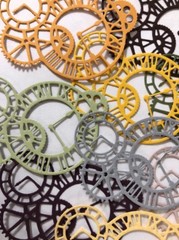 CLOCK GEARS Die-Cuts(6pc)Steampunk •Cogs•Sprocket•Earthtone•Machine •Antique