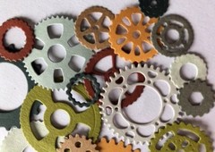 GEARS Die-Cuts(15pc)Steampunk •Cog•Metal•Sprocket•Earthtone•Machine Antique•Spin