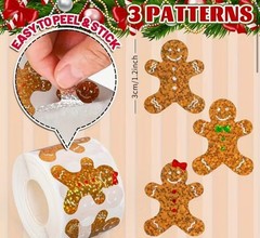 100 PCS Christmas Lights Tree Snow Santa Hat Gingerbread Metallic Foil Stickers