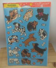 American Greetings Fuzzy Flocked Animal Dog Cat Stickers Forget Me Not USA Made