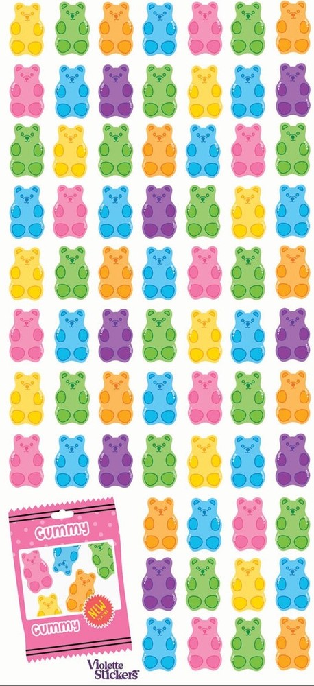 Violette Stickers Mini Bright Gummy Bears Food Fun Party Crafts Planner Supply
