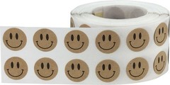 Happy Face Stickers Natural Brown Kraft Happy Face Labels 0.50 Inch 1,000 Tot…