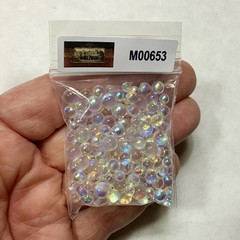 Morezmore M00653 1oz Iridescent Glass Bubbles Microbeads Mix 4mm 5mm 6mm