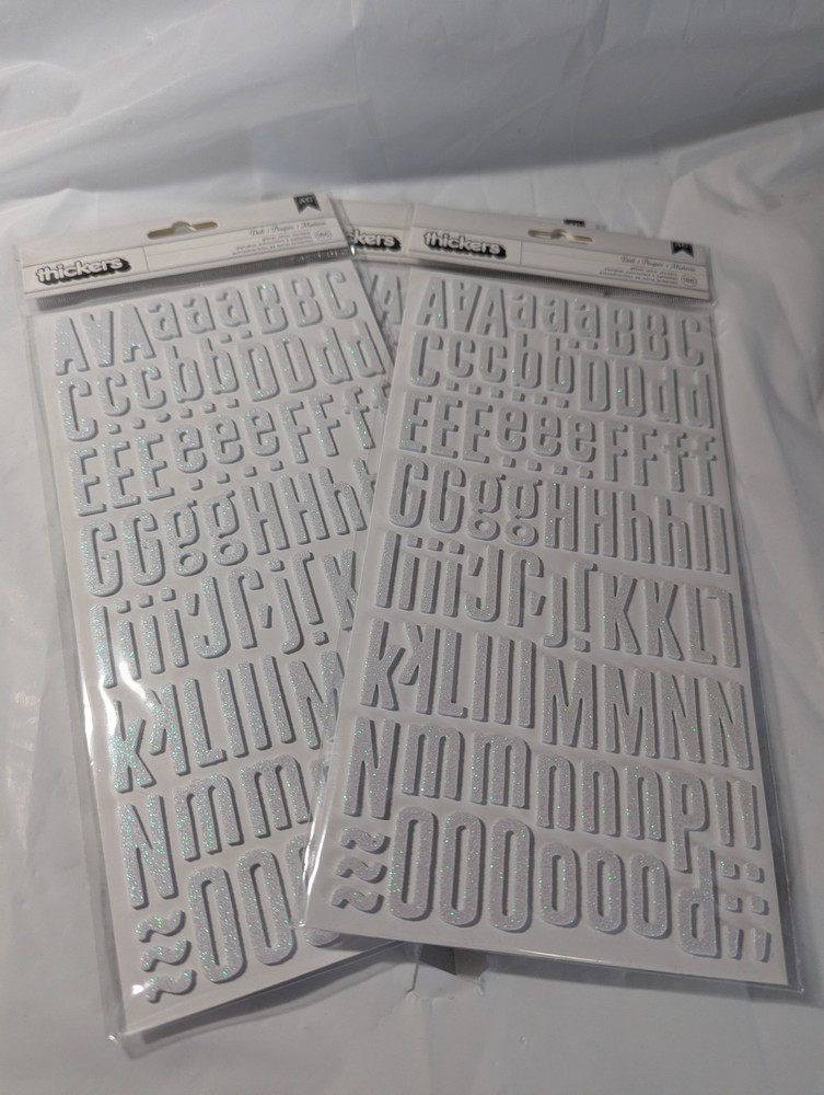 Thickers White Glitter Foam Letter Stickers 6″X11″ Sheets 3 packs