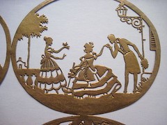 Vintage Gold Scrap booking Embellishments w/ 1800’s Man Courting Woman *