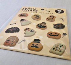 Halloween Cookie design Cute Puffy stickers 12pcs Ghost Pumpkin Cat JAPAN