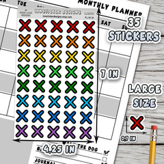 X Mark Stickers, Mini Icon Reminder Planner stickers, Journals, Scrapbooks