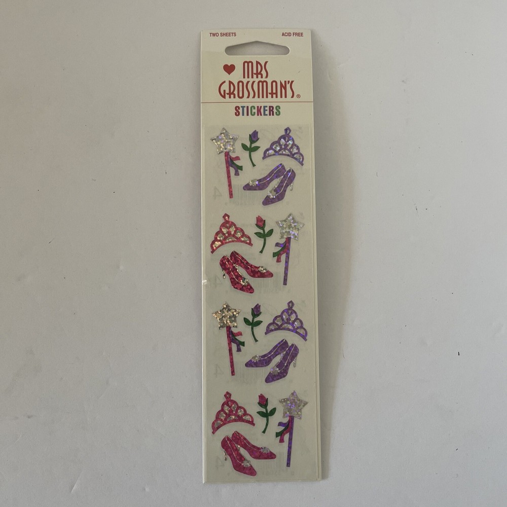 Mrs Grossman’s PRINCESS ACCESSORIES Sparkle Stickers Girl Pink Crown Heels Party