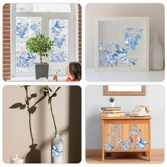 Shejdgart Vintage Rub on Transfers for Crafts – 4 7.68 x 11.4 inches, Blue