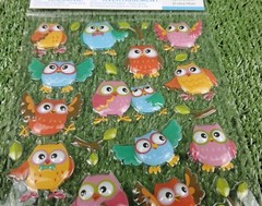 Mini Kids Puffy Colorful Owl Stickers Branches Owls Animals Birds 28pc Pink 3+