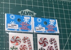 Oriental Trading Co. 2 SHEETS Glitter Peppermint CANDY CANE Prism Foil STICKERS