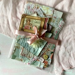 20pc Shabby Chic Junk Journal Making Kit, Handmade Ephemera, Cards, Lace Pockets