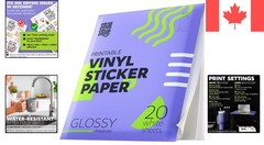 20 Sheets Printable Vinyl Sticker Paper – Waterproof Glossy Finish