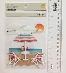 Beach Umbrella & Chairs Summer Vacation Scrapbook Stickers by Recollections RARE