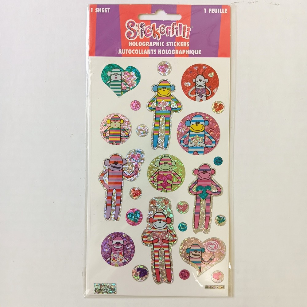 Paper Magic Stickerfitti Sock Monkey Holographic Stickers