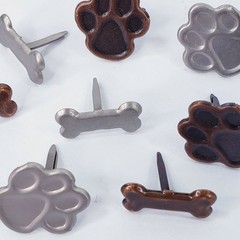 12 Dog Paw Bone Brads Antique Bronze Pewter Cardmaking Scrapbooking Paper Crafts