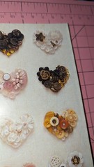 Vintage Hallmark Stickers Hearts Crafted With Beads And Buttons 1 Sheet