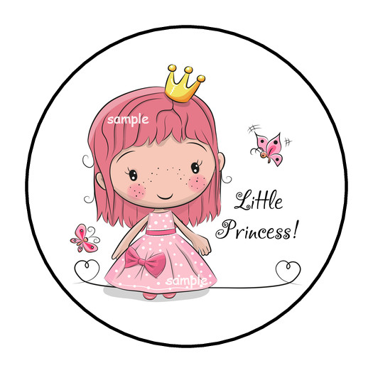 30 CUTE LITTLE PRINCESS STICKERS ENVELOPE SEALS LABELS 1.5″ ROUND PARTY FAVORS