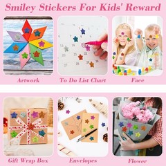 700Pcs Smiley Face Star Stickers for Kids Reward,1inch 8 Colored Sparkly Foil…