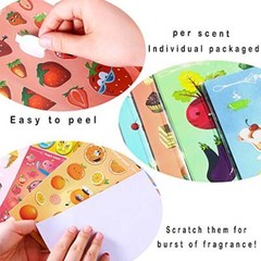 HORIECHALY Scratch and Sniff Stickers, 48 Sheets Smelly Food Theme Stickers