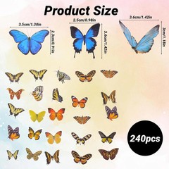 240 Pcs Butterfly Stickers,Floral Butterfly Pet Transparent Decorative Stickers