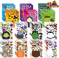 42 Sheets Halloween Stickers for Kids- Make Your Own Characters Mix and Match St