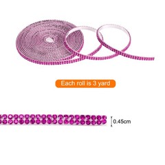 0.2 Inch Self Adhesive Rhinestone Strips 3 Yard for Crafts,Rose Red