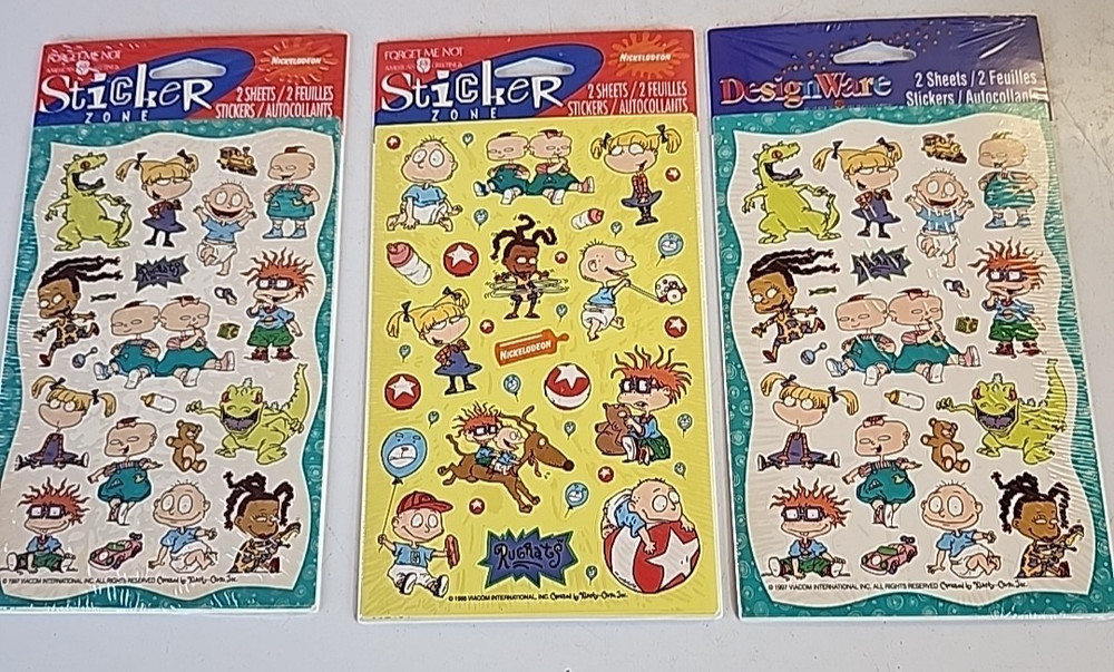 3 Pkgs. 1997 Nickelodeon RUGRATS Stickers 12 Sheets American Greetings NIP