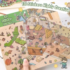 «4 Sets Big DIY 3D Sticker Scene Isometric Miniature Room Sticker Therapy for ..