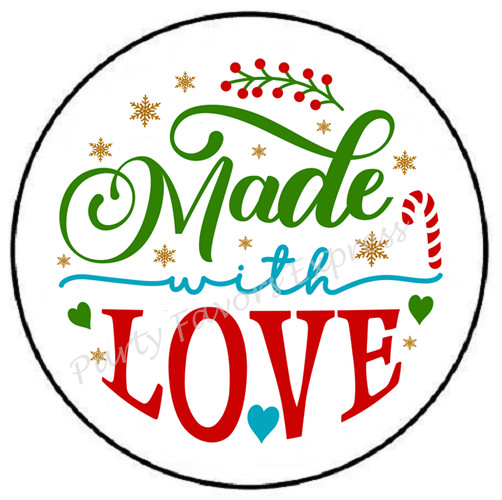 MADE WITH LOVE CHRISTMAS ENVELOPE SEALS LABELS STICKERS PARTY FAVORS