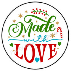 MADE WITH LOVE CHRISTMAS ENVELOPE SEALS LABELS STICKERS PARTY FAVORS