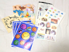 16 Piece Stickers Whinnie the Pooh Cats Smiley Fish Sharks Scrapbook Art Crafts