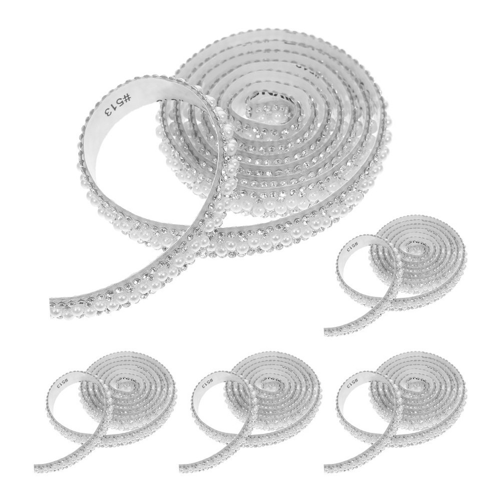 5 Rolls Shiny Crystal Tape Bag Trim Rhinestones Jewelry Making Adhesive Strips