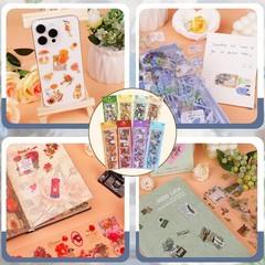 555PCS Vintage Flower Stickers PET Waterproof Scrapbook Journal Planner Decor