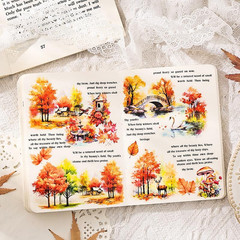 Glazed Tile House Fallen Flower Courtyard Sticker – 20 Sheets Waterproof PET Sc