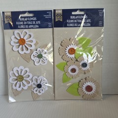Burlap White Flowers Scrapbooking Stickers by Little Yellow Bicycle