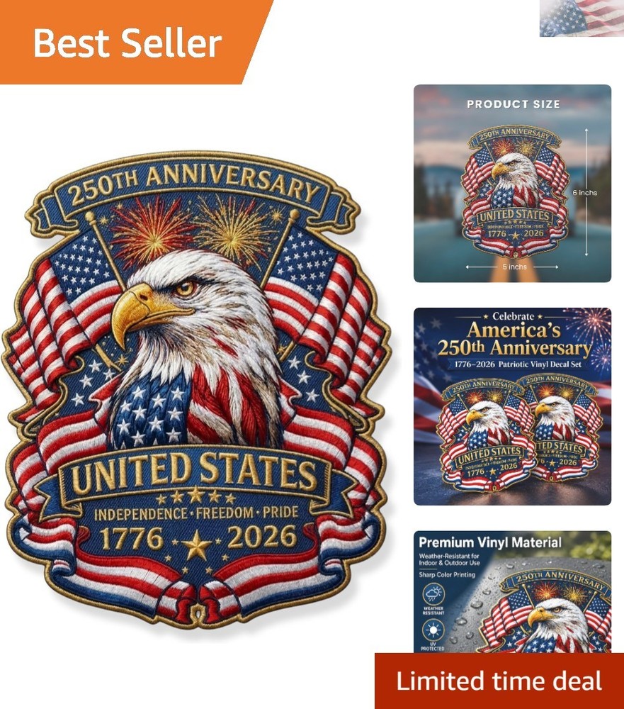 Celebrate America’s 250th Anniversary with 2-Pack Eagle & Flag Vinyl Decals