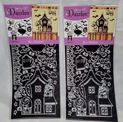 2 Sheets Scrapbooking Adhesive Patterns Stencils Stickers Halloween Witch Boo